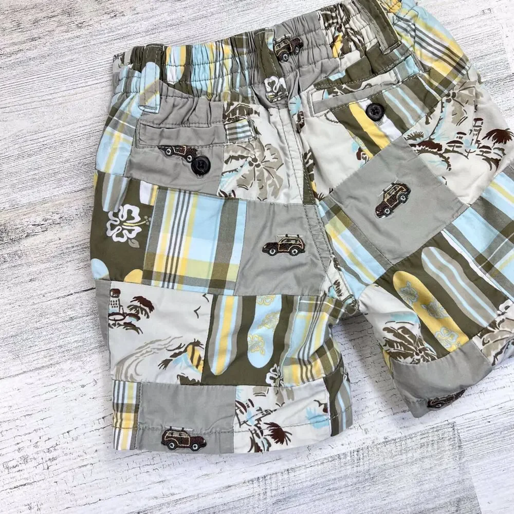 🦋3/$30 Janie and Jack Shorts Bundle Boys 6-12M Swim Trunks Plaid Patchwork Beach